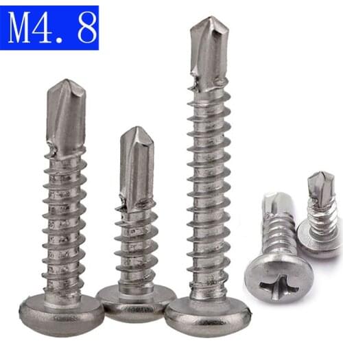 M4.8 4.8mm 410 Stainless Steel Phillips Pan Head Self-Drilling Tapping Screws Drilling Screws DIN7504