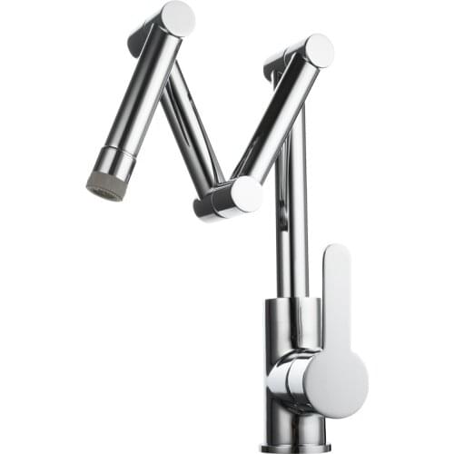 Copper folding kitchen faucet, sink, sink, retractable hot and cold faucet, sitting universal swivel faucet