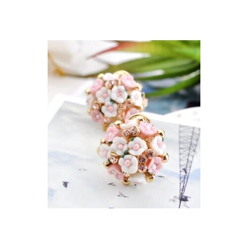 Lovely ceramic Earring Jewelry Gift women drill blooming Earrings flowers with round ear nails earring pierced rosesWomen Party