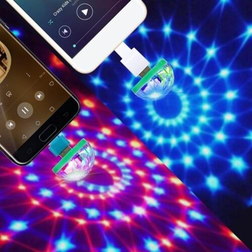 Mini USB Led Light Disco Lamps Stage Xmas Party DJ Karaoke Car Lamp Cellphone Music Control Crystal Magic Ball Colorful Light