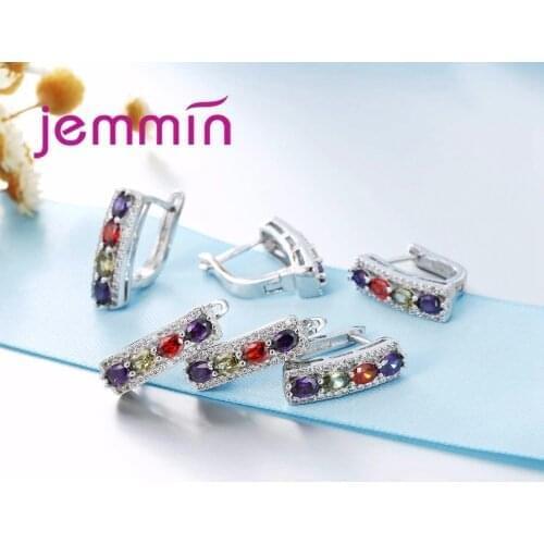 Trendy Wedding Party Hoop Earrings With Oval Crystal 925 Sterling Silver Earring For Women Jewelry Valentines Day