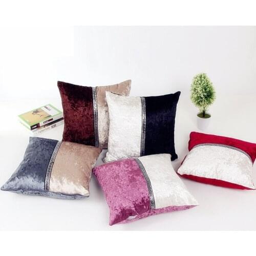 Fashion Patchwork Contrast Color Pattern Pillow Cover 45*45cm Velvet Pillow Case Home Decorative Cover P-15