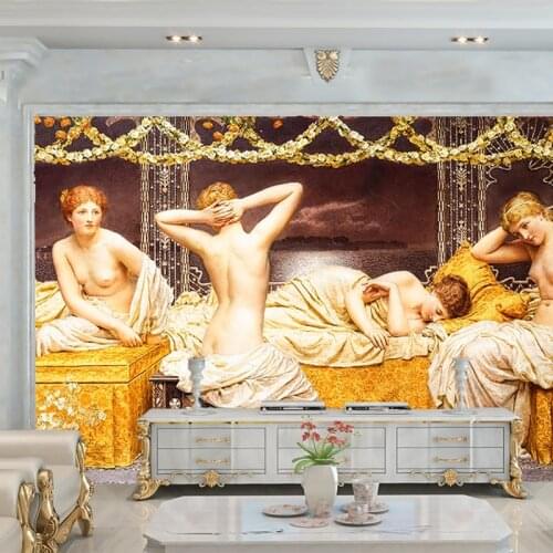 Palace ancient style painting mural wall painting ancient study room living room bedroom TV background decorative oil painting
