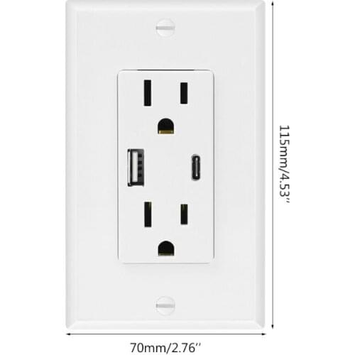 US Standard Wall Socket USB Type A Type C Charge Power Adapter Duplex Outlets 19QB