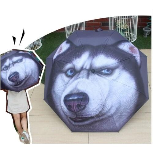 Creative Personality Husky Umbrella Two Husky Couple Umbrella Cat Animal Rain and Rain Dual-use Sun Umbrella
