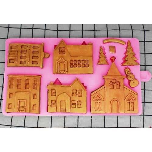 P1086 Castle Manor Fondant Silicone Mould Cake Decorating Chocolate Cookie Mold Kitchen Tool
