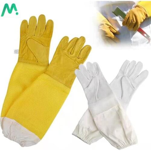 Beekeeping Gloves Protective Sleeves Ventilated Professional Anti Bee Sheepskin Long Gloves For Beekeeper Beekeeping Tools