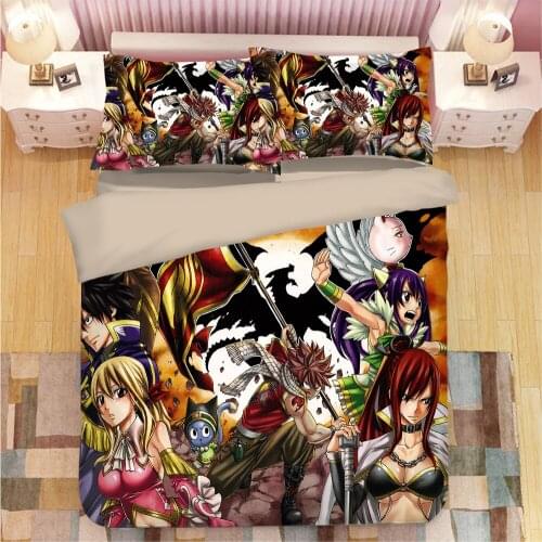 Duvet Cover Cartoon Goblins tail flame goblin 3pcs British Style Family student dormitory Quilt cover pillowcase Home Textile