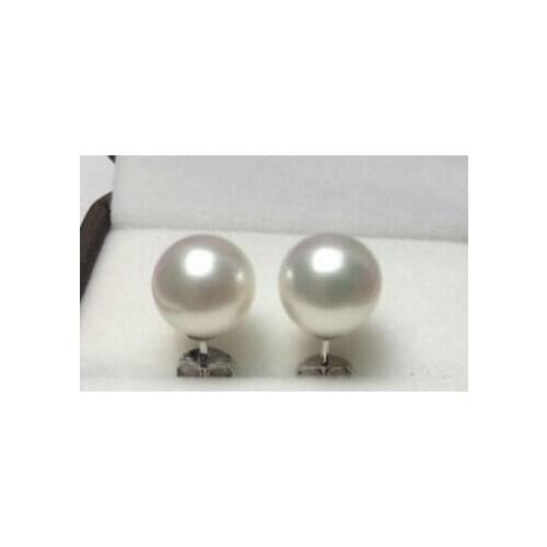Free shipping NEW PERFECT Round 7-8 MM AAA+ WHITE AKOYA PEARLS EARRING 14K YELLOW GOLD