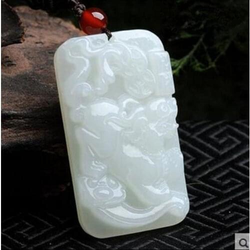 Xinjiang Hetian jade inlaid dragon and phoenix pendant Jin Xiangant sent a certificate2654
