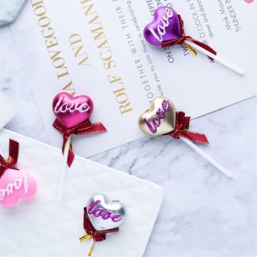 Wedding Decoration Happy Birthday Cake Candle Topper Love Heart-shaped Home Decor Creative Romantic Desser Table Party Ornaments