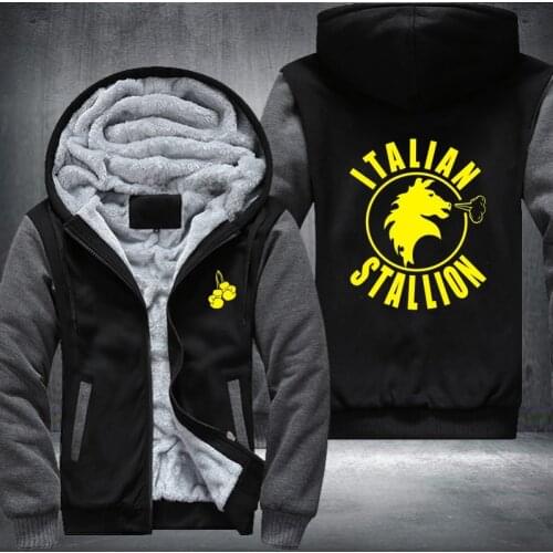 USA SIZE Rocky Balboa Italian Stallion Box Mens Womens Printing Pattern Thicken Fleece Zipper Hoodies Sweatshirts Coat Jacket