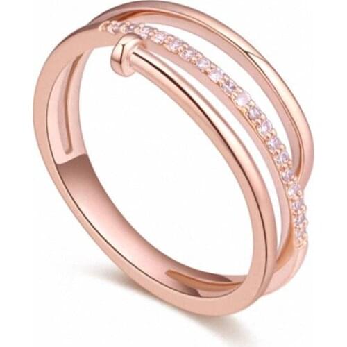 TRACYSWING Element Brand Real AAA Zirconia Micro Inlays Rose Gold Color Ring Party For Women Valentine Gift Th-129836