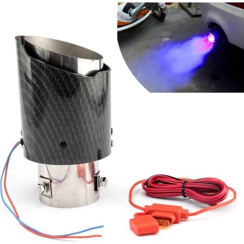 Universal Car LED Exhaust Pipe Modified Red/Blue Light Flaming Straight Single Outlet Tail Throat Modification
