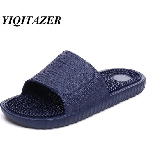 YIQITAZER 2017 Summer Fashion Casual Shoes men Slippers,Quality Light Cool Slipon Water mens Slides Pink Blue Gray
