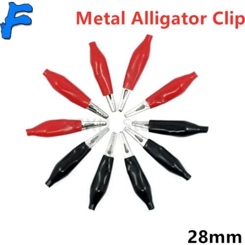 20pcs 28MM Metal Alligator Clip G98 Crocodile Electrical Clamp Testing Probe Meter Black Red with Plastic Boot Car Auto Battery