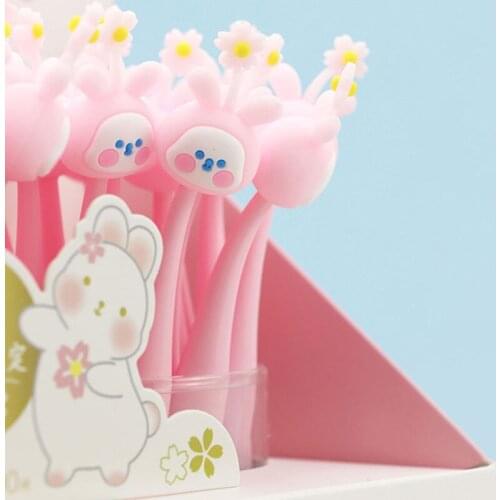 Kawaii Creative Stationery Girl Heart Personality Cute Rabbit Soft Silicone 0.5 Signature Pen Cute Little Fresh Student Gel Pen