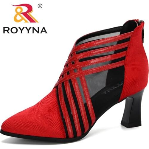 ROYYNA 2020 New Designers Gauze Flock Summer Fashion Woman Ankle Boots Ladies Shoes Cool Boot Female Shoe Botines Mujer Trendy