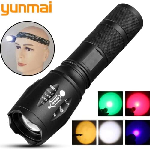 Zoom LED Flashlight Torch 5 Colors Lanternas Self Defense Tactical Portable Lights XM-L2 U3 Powerful Waterproof Bulbs T6