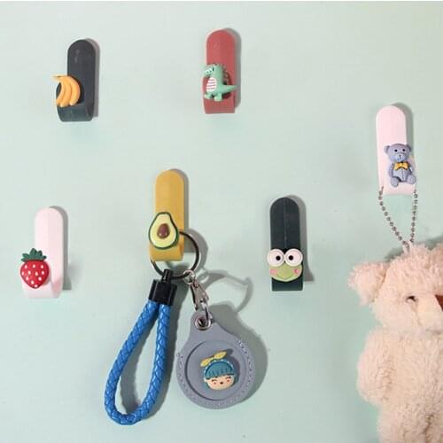 1Pc Cartoon PVC Adhesive Hooks Bathroom Wall Coat Hanger Key Holder Wall Towel Rack Sticker Wall Door Holder Home Decor Hooks