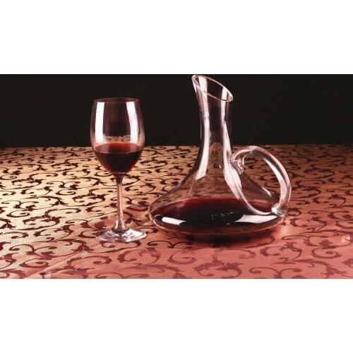 1PC Flat Base Red Wine Decanter Handmade Crystal Wine Pourer Premium Water Carafe Thickened Wall 1700ml JS 1101