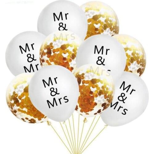 10pcs Wedding Confetti Balloon 10inch Mr Mrs Just Married Latex Balloons Bride Round Air Balloon For Wedding Decoration Ballon