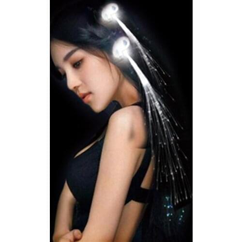 100pcs Christmas LED white hair clip Braid Glow led Hair Fiber Extension Novelty Decor for Wedding Hair Birthday Party Decor