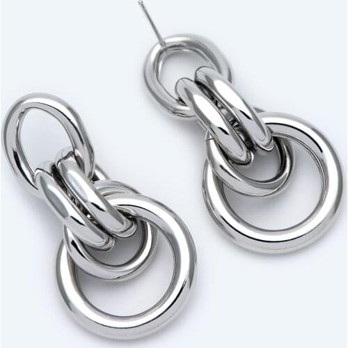 4pcs White Gold Tone Thick Tube Hoops, Hoop Earrings, Hollow Hoop Earrings, Chunky Hoops, Light Hoops (GB-1688-2)