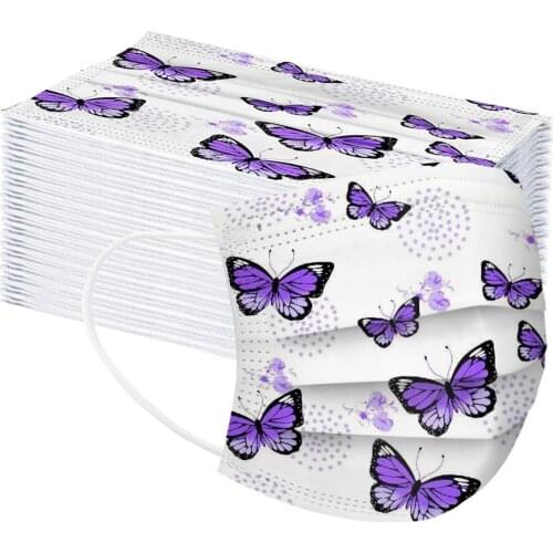 50pcs Cosplay Disposable Mask Kids Butterfly Printed 3ply Filters Ear Loop Children Mouth Masks Halloween Costume Mascarillas