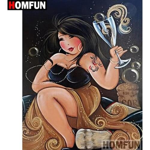 HOMFUN 5D DIY Diamond Painting Full Square/Round Drill "Fat woman" 3D Embroidery Cross Stitch Mosaic Home Decor A06072