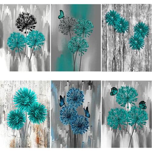 DIY 5D Diamond Painting Blue Dandelion Diamond Embroidery Butterfly Cross Stitch Full Round/Square Drill Resin Home Decor Gift