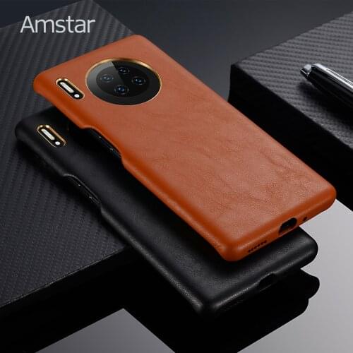 Amstar Full-wrapped Luxury Leather Phone Case for Huawei Mate 30 Pro Handmade Metal Button Soft Leather Cover for Huawei Mate 30