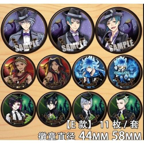 Anime Twisted-Wonderland Azul Ashengrotto Jade Leech Floyd Leech Figure 6124 Badge Round Brooch Pin Gifts Kids Collection Toy