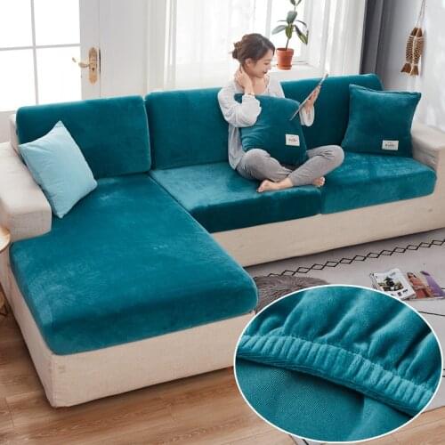 Velvet Sofa Seat Cover for Living Room Elastic Pillow Cushion Cover Corner Slipcover Chaise Longue Couch Funiture Protector