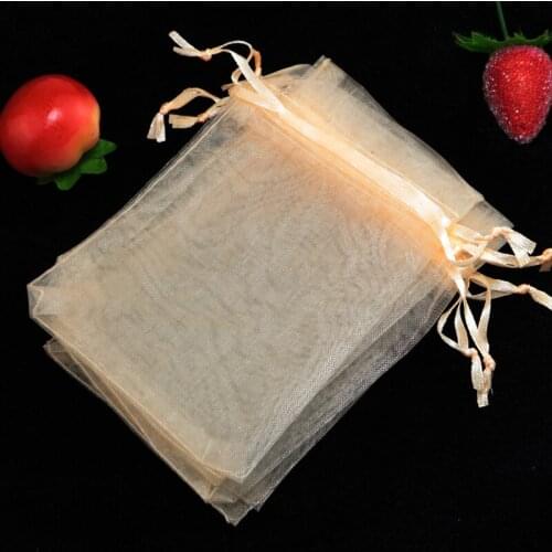 Free Shipping 100pcs Champagne Organza Bags 30x40cm Large Jewelry Gift Cosmetic Packaging Bag Wedding Favors Drawstring Gift Bag