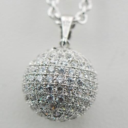 Shiny White Crystal Zircon Ball Pendant 925 Sterling Silver Free Shipping Newest Fashion Jewelry Pendant AP28