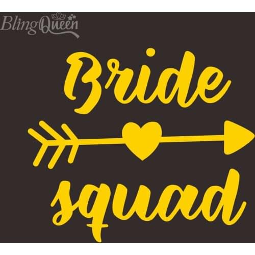 BlingQueen 12PCS/LOT Custom Hot Fix Iron On Flock Vinyl Transfers Bride Squad Design