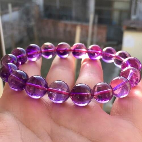 Natural Purple Super Seven 7 Rutilated Quartz Crystal Bracelet 12mm Women Men Clear Round Beads Bracelet Genuine AAAAAA