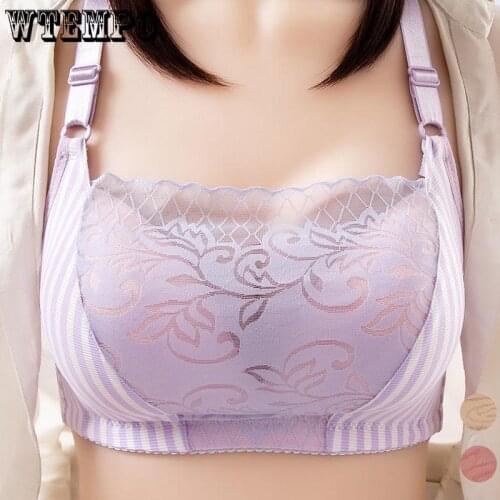 Sexy Transparent Bras Women Push Up Bra Seamless Plus Size Underwear Lace Floral Wireless Bralette Female Gathered Brassiere New