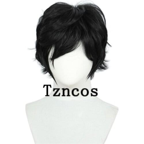 Tzncos Black Short Wig Heat Resistant Synthetic Hair