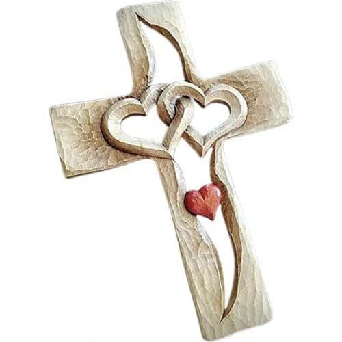 Wood Figurines Delicate Witness Love Wooden Cross Decorative Sculpture Garden Decor Home Decoration Crafts
