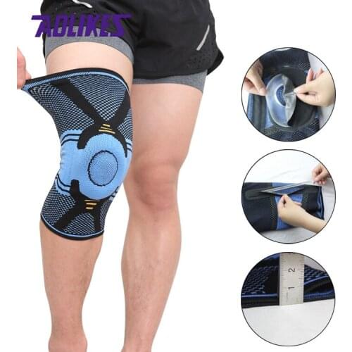 AOLIKES Elastic Weightlifting Silicone Compression Knee Sleeve For Fitness