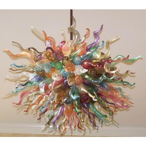 Elegant Home Lamp Modern Chandeleir Led Round Glass Ball Contemporary Type Hand Blown Stained Glass Chandeliers Light