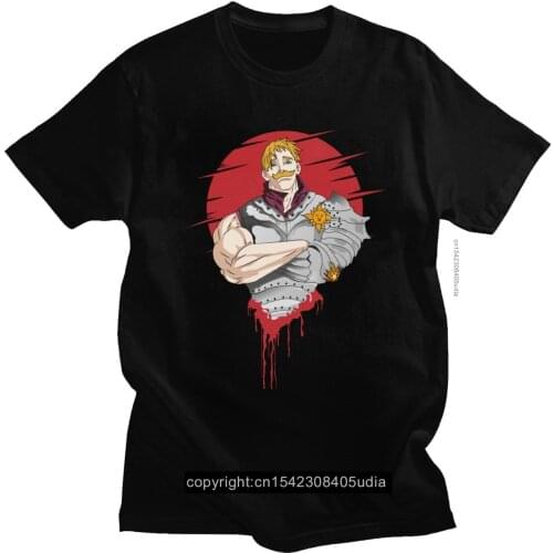 Japan Anime Seven Deadly Sins T-Shirt For Men O-Neck Manga Nanatsu No Taizai Escanor Tee Shirt for Men Pure Cotton Tshirt