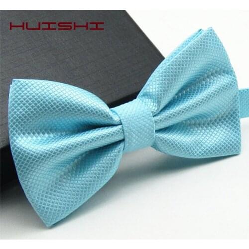HUISHI Fine Grid Solid Color Bow Tie Good Quality Double Joining Together Adjustable Tuxedo Bowtie Colorful Athens Black White