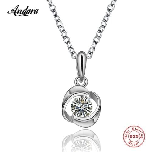 Hot Selling 925 Sterling Silver Necklaces & Pendants with Micro AAA CZ Crystal Pave Women Necklace Jewelry