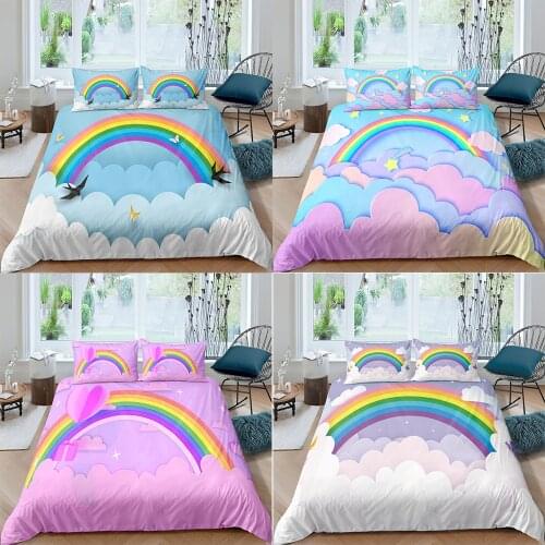 Rainbow Cloud Bedding Sets Quilt Cover Single Double Queen King Size Child Clothing Bed Comforter Cover Bed Cover No Sheets Set