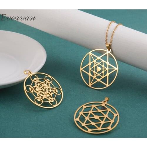 EUEAVAN 10pcs Vintage Geometric Hollow Pendants for Necklace Archangel Metatron Angel Wholesale Accessories