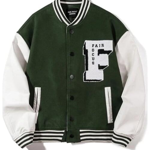 Hip Hop Preppy Style Bomber Jacket Letter F Single Breasted Loose Daily Male Jackets Four Seasons Streetwear Casual Jacket