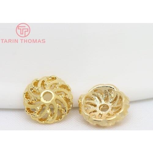20PCS 7MM 24K Gold Color Plated Brass Beads Caps High Quality Diy Jewelry Findings Accessories Wholesale